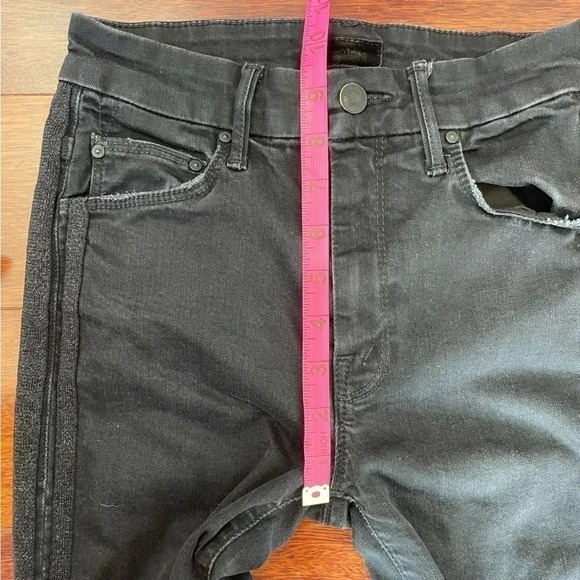 MOTHER HW Looker Ankle Fray Guilty Party Racer Black Skinny Jeans Rae Edge Pant - Picture 14 of 14